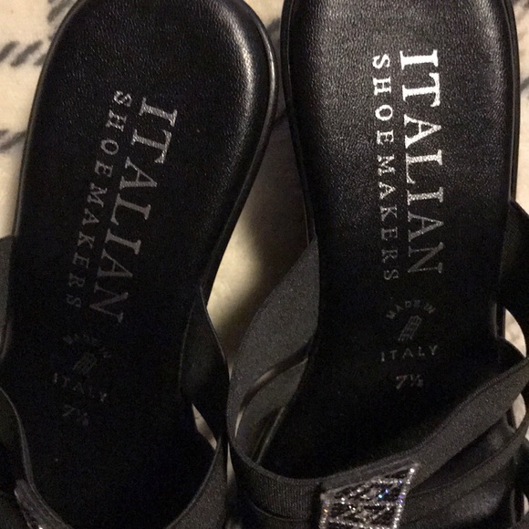 Black wedge sandals Italian shoemaker - Picture 6 of 6